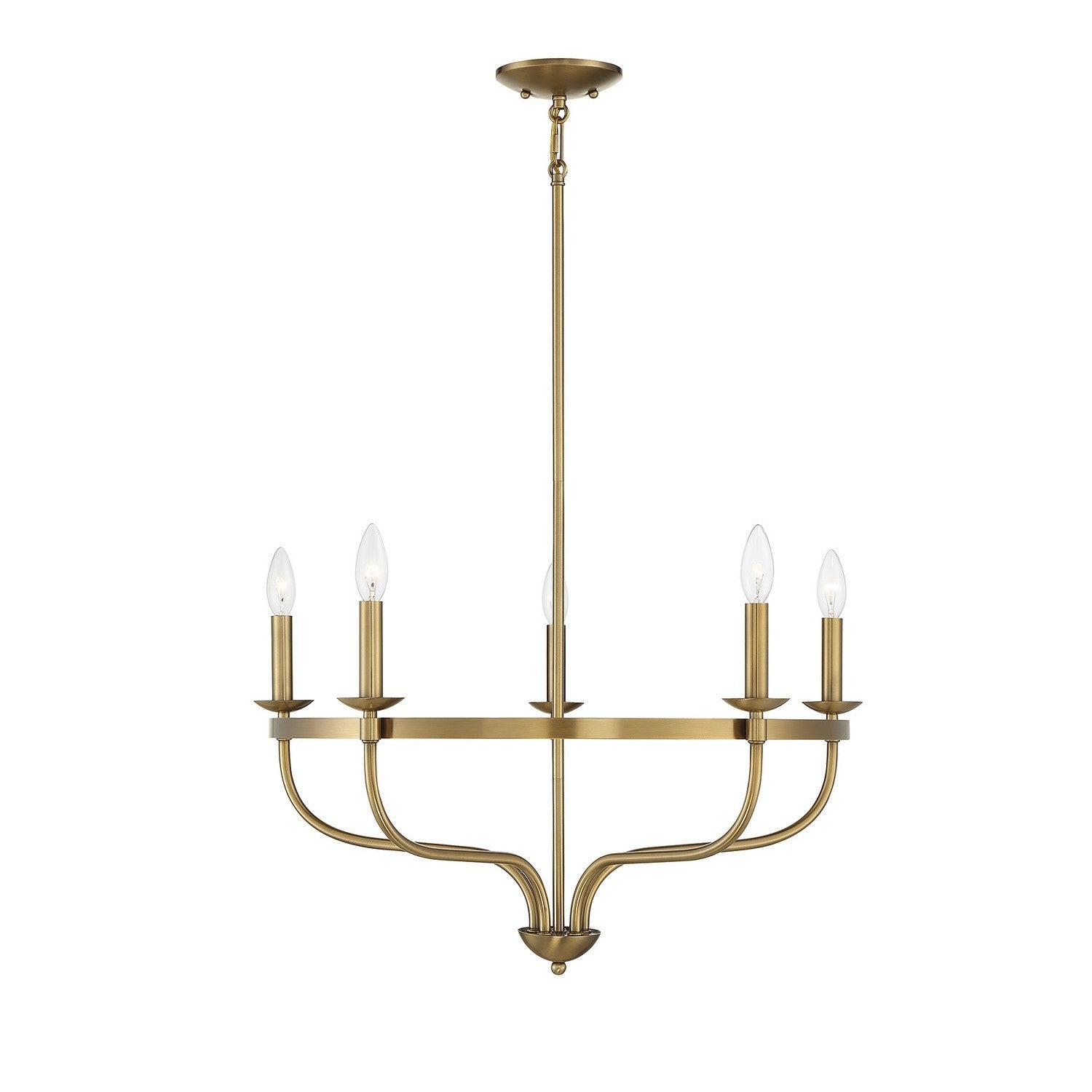 Meridian - M10087NB - Five Light Chandelier - Natural Brass