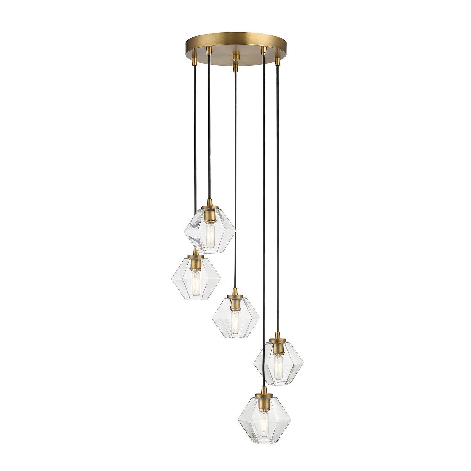 Meridian - M10095NB - Five Light Chandelier - Natural Brass