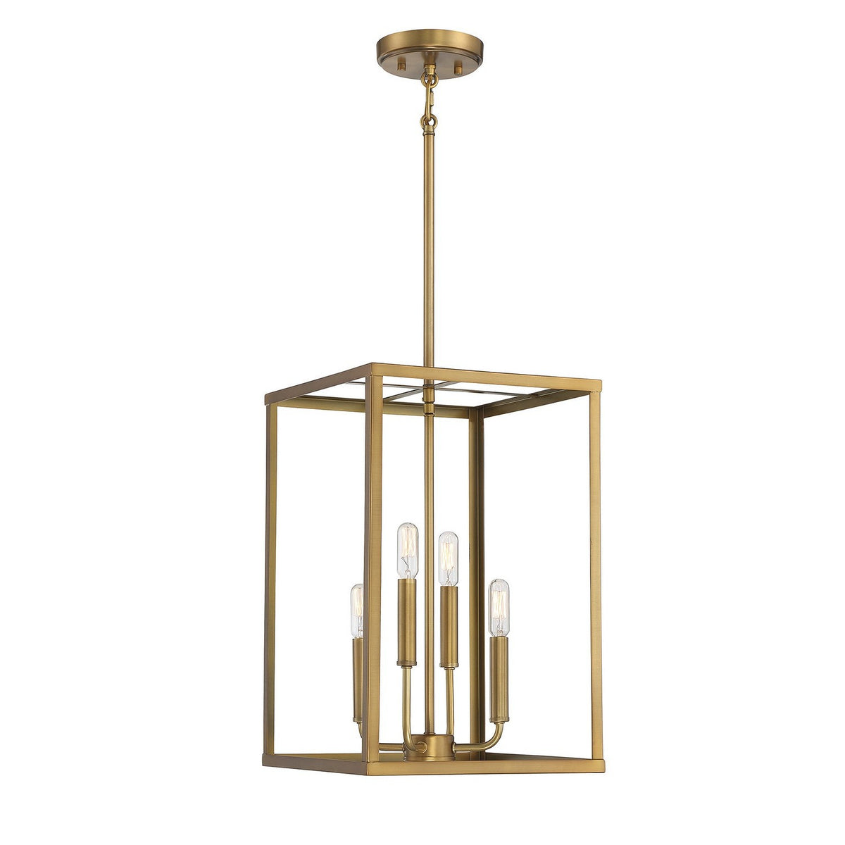 Meridian - M30008NB - Four Light Pendant - Natural Brass
