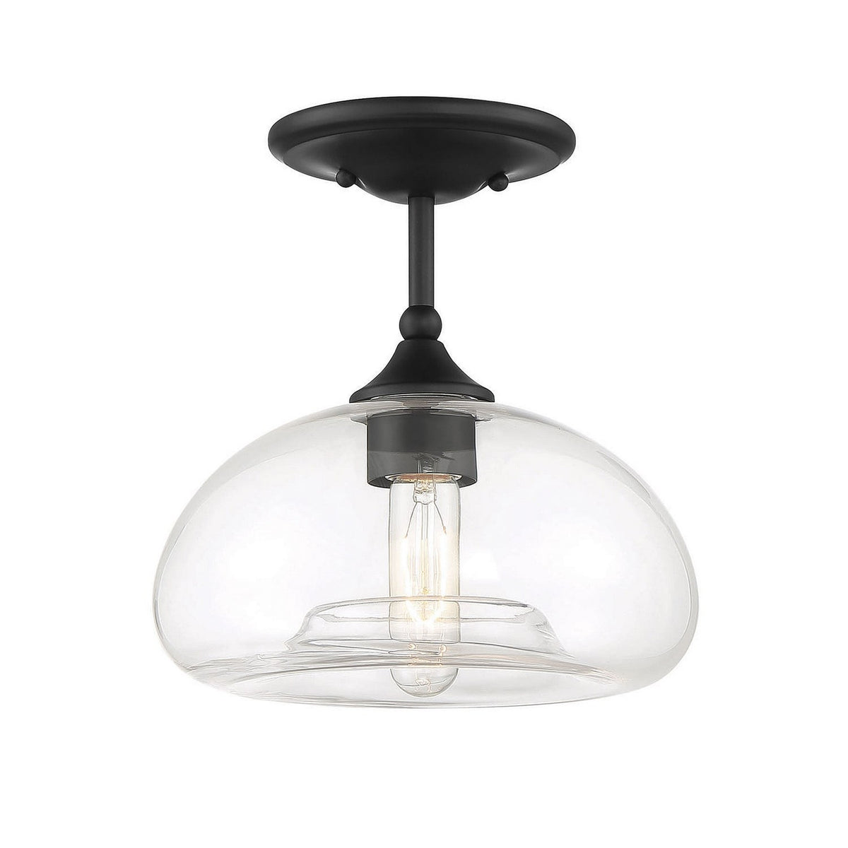 Meridian - M60017MBK - One Light Semi-Flush Mount - Msemi - Matte Black