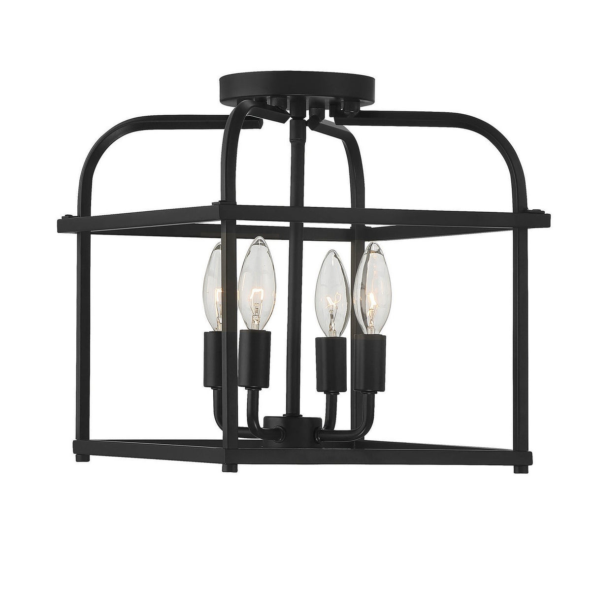 Meridian - M60061MBK - Four Light Semi-Flush Mount - Matte Black