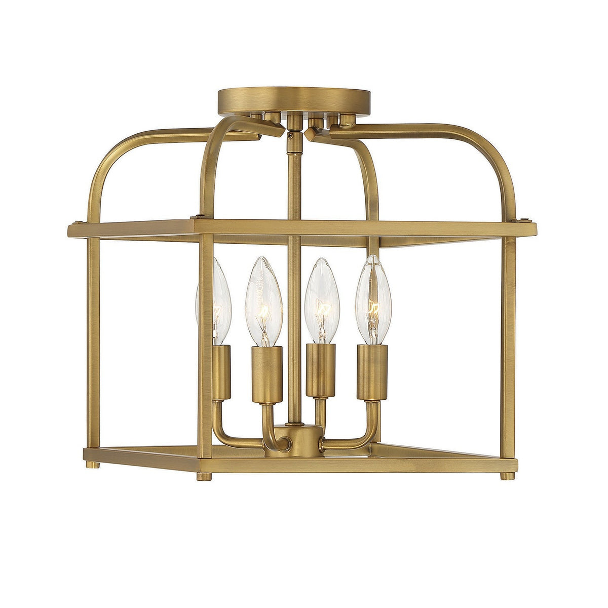Meridian - M60061NB - Four Light Semi-Flush Mount - Natural Brass