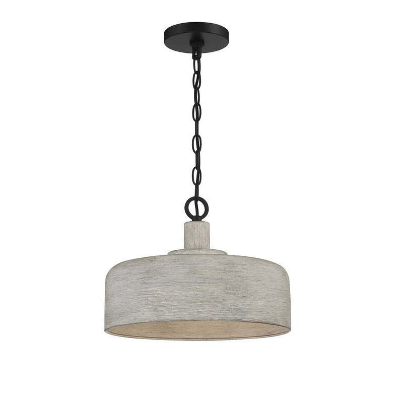 Meridian - M70103WGBK - One Light Pendant - Weathered Gray with Black