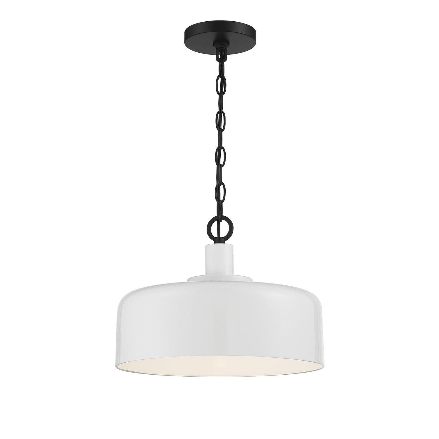 Meridian - M70103WHBK - One Light Pendant - White with Black