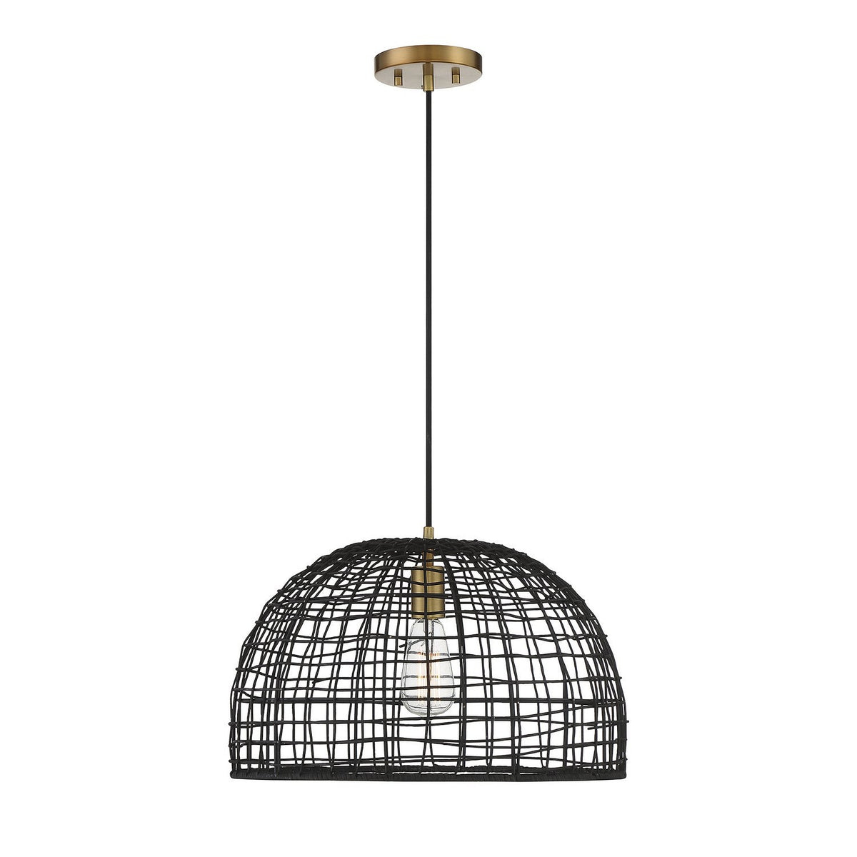 Meridian - M70105BRNB - One Light Pendant - Black with Natural Brass Accents