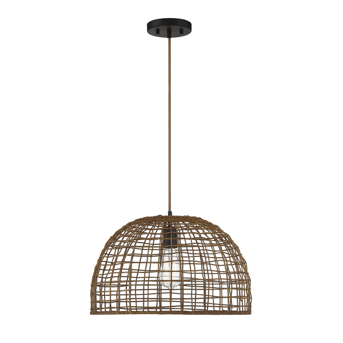 Meridian - M70105DR - One Light Pendant - Dark Rattan with a Dark Brown Socket