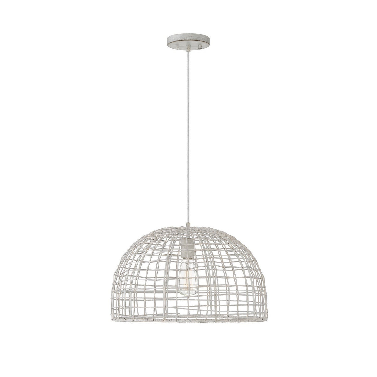Meridian - M70105WR - One Light Pendant - White Rattan with a White Socket