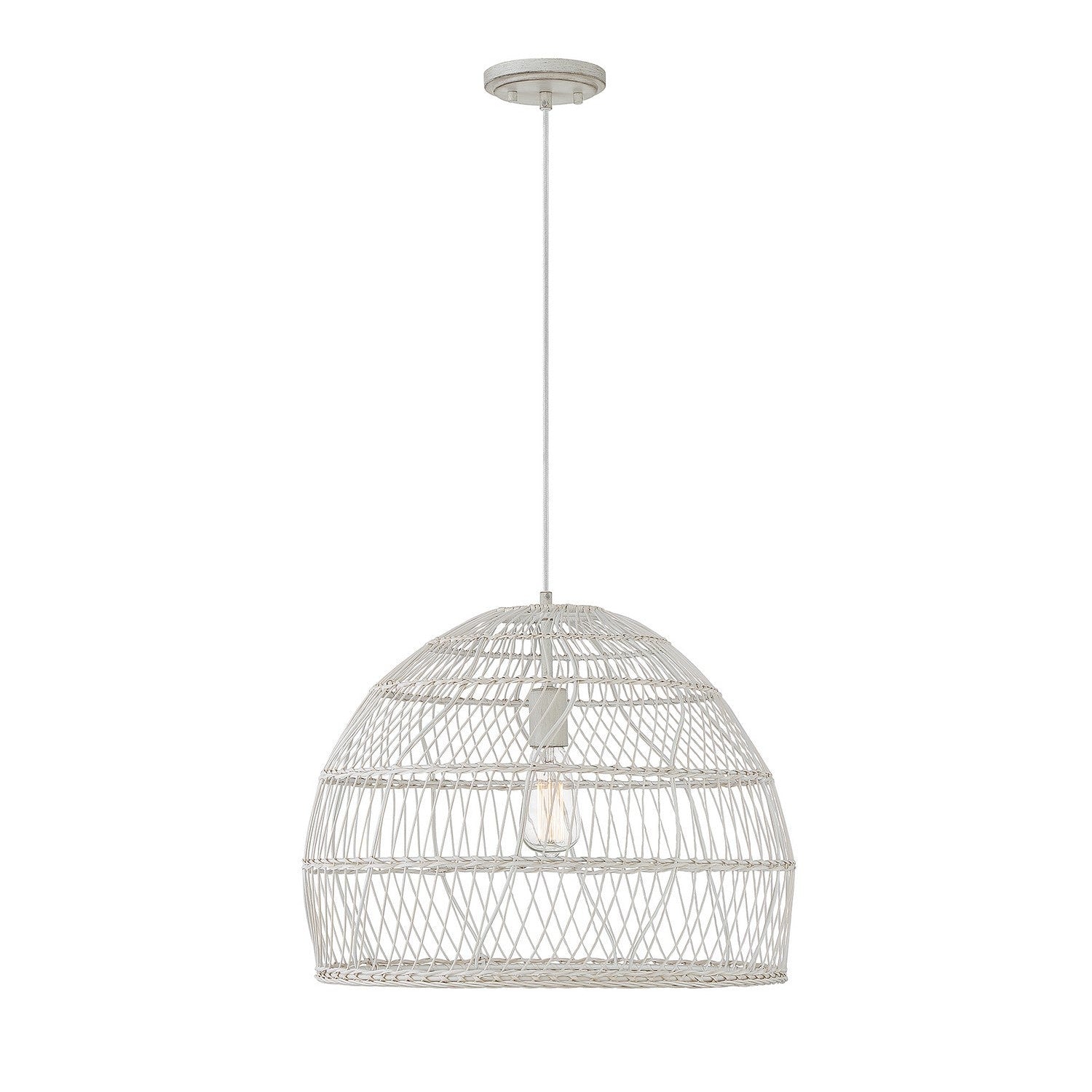 Meridian - M70106WR - One Light Pendant - White Rattan with a White Socket