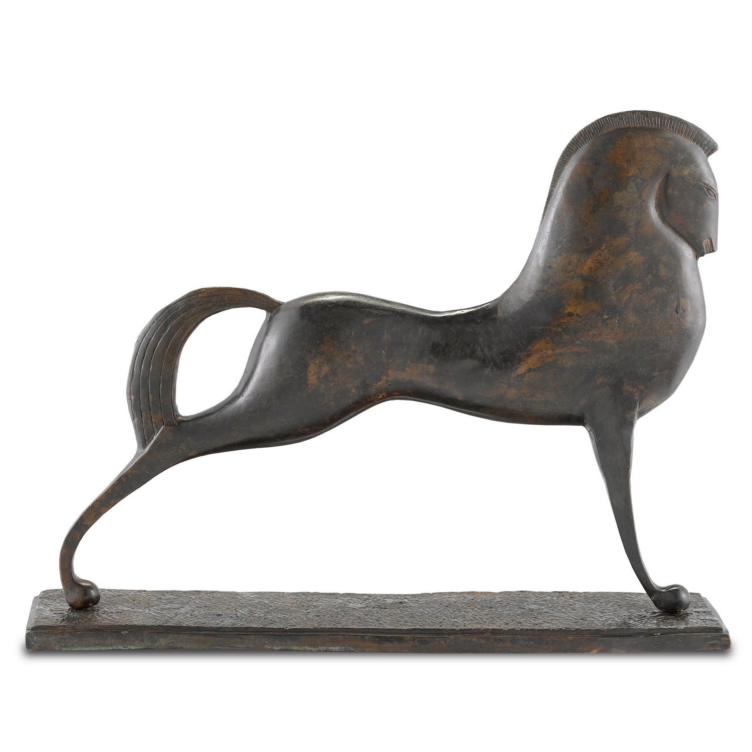 Currey and Company - 1200-0365 - Horse - Assyrian Horse Bronze - Antique Green