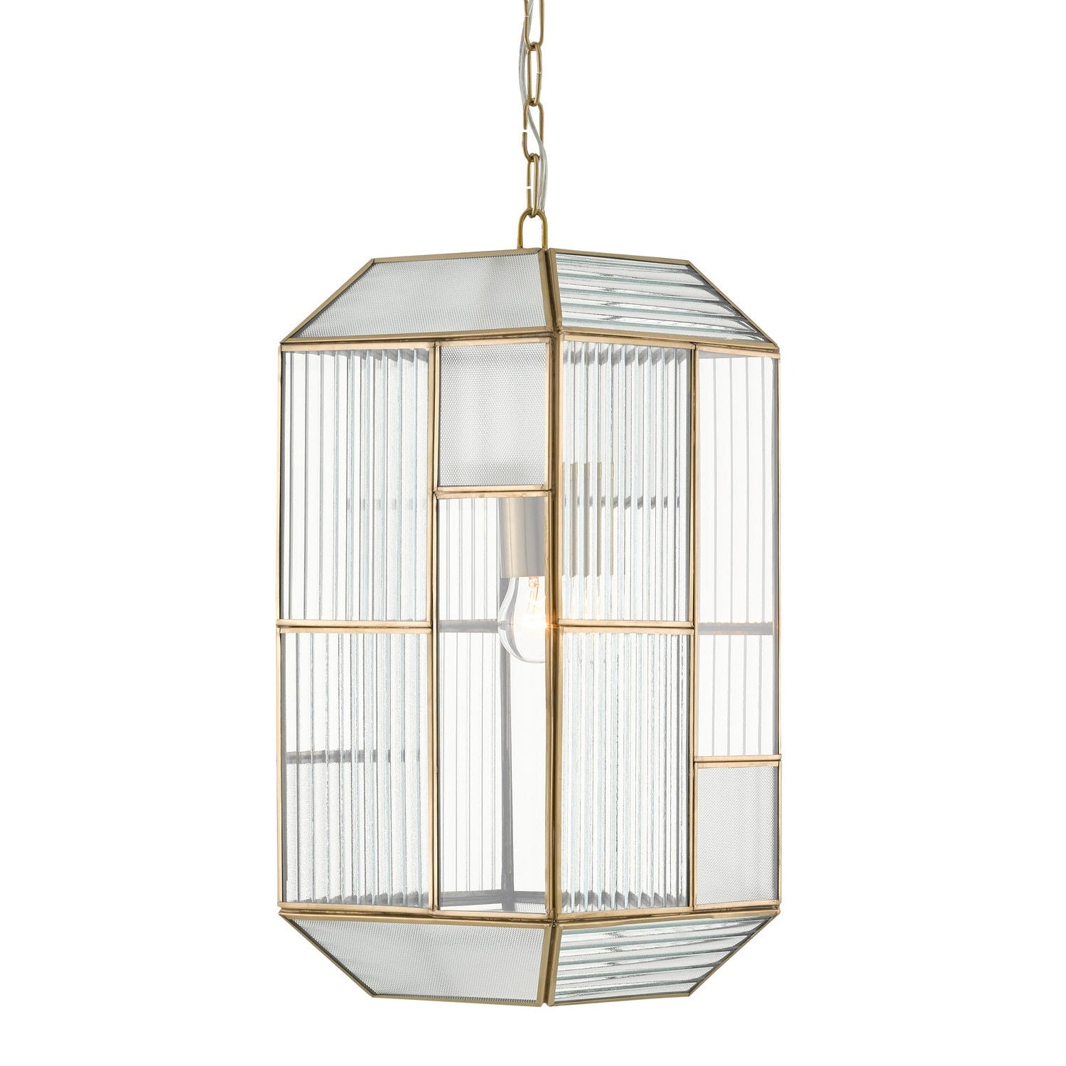 Currey and Company - 9000-0749 - One Light Pendant - Bardolph Pendant - Antique Brass/Clear