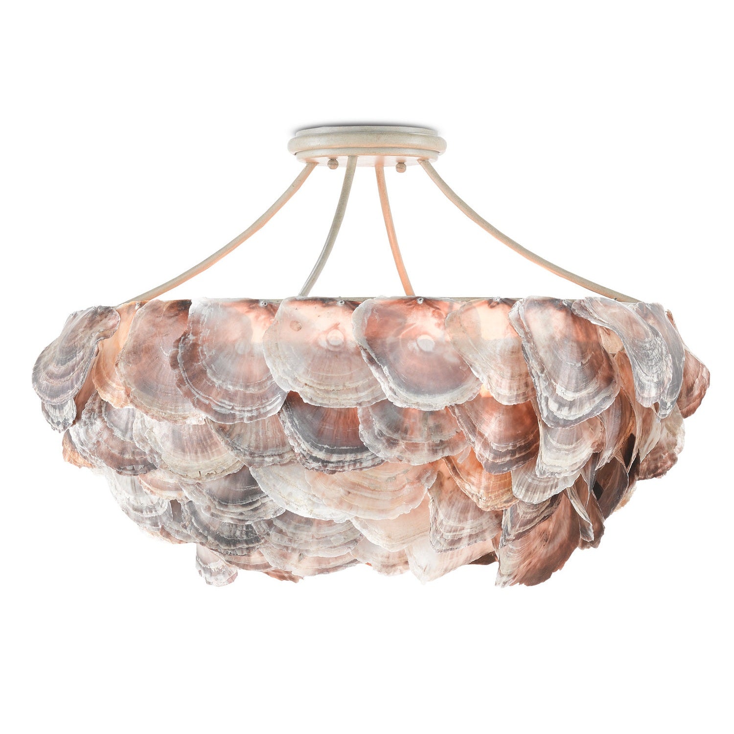 Currey and Company - 9000-0755 - Six Light Chandelier - Seahouse Semi-Flush Mount - Smokewood/Natural Shell
