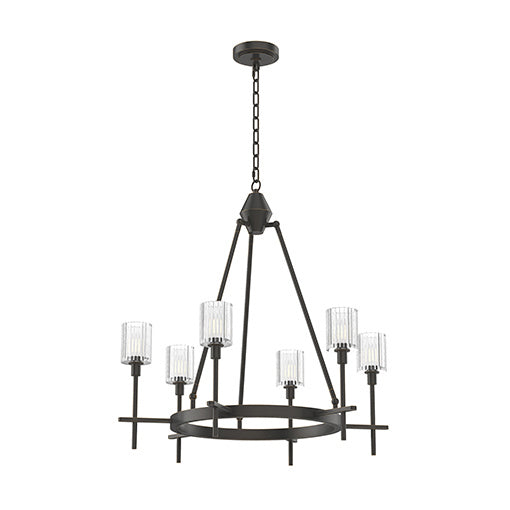 Alora - CH314306UBRC - Six Light Chandelier - Salita - Ribbed Crystal/Urban Bronze