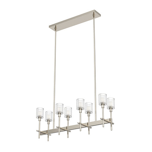 Alora - LP314308PNRC - Eight Light Island Pendant - Salita - Ribbed Crystal/Polished Nickel