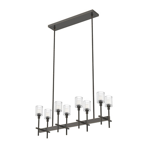 Alora - LP314308UBRC - Eight Light Island Pendant - Salita - Ribbed Crystal/Urban Bronze