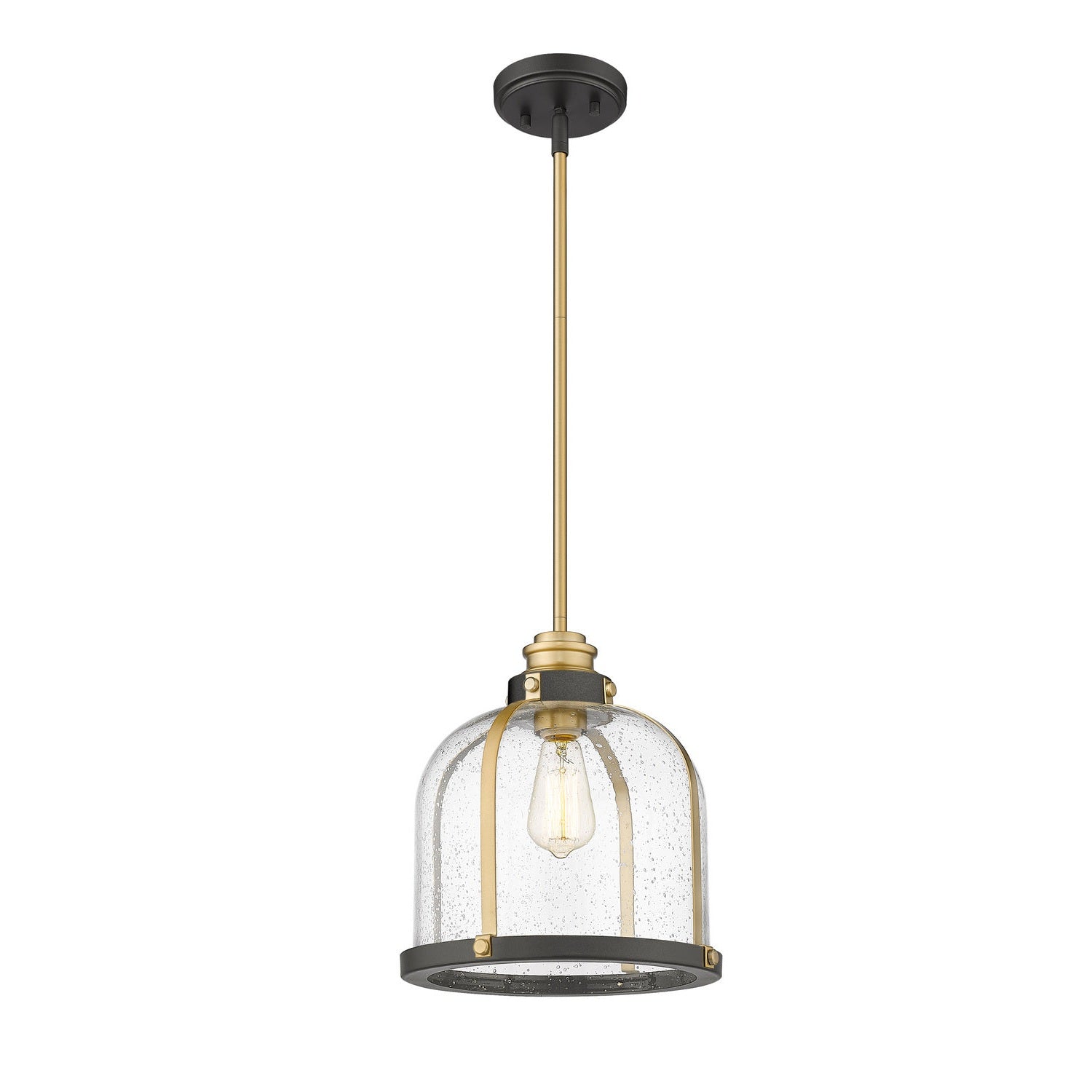 Z-Lite - 337P12BRZ+HB - One Light Pendant - Burren - Bronze + Brass