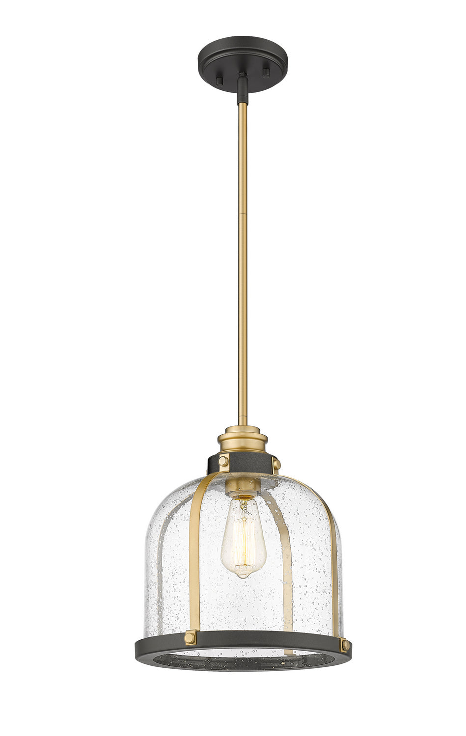 Z-Lite - 337P12BRZ+HB - One Light Pendant - Burren - Bronze + Brass