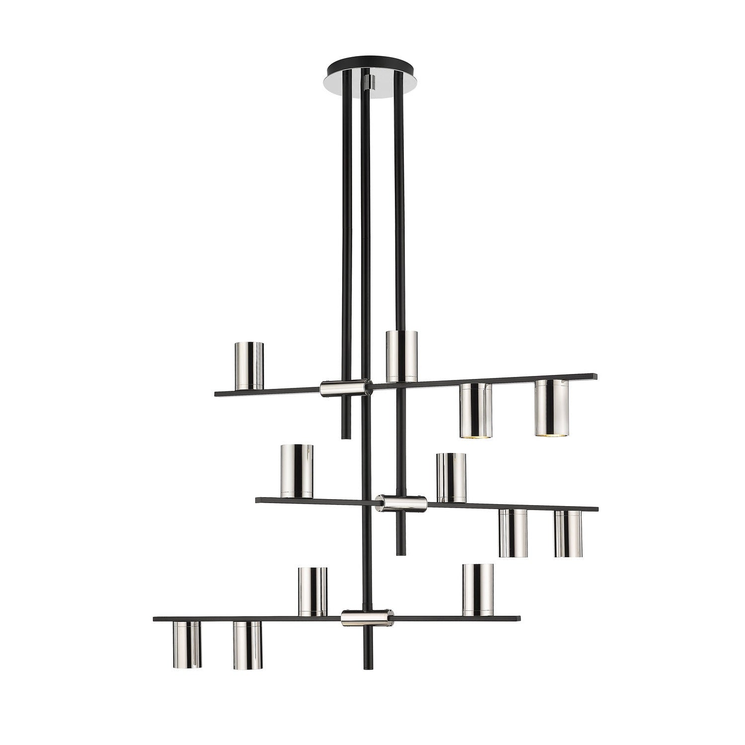 Z-Lite - 814-12MB-PN - 12 Light Chandelier - Calumet - Matte Black + Polished Nickel