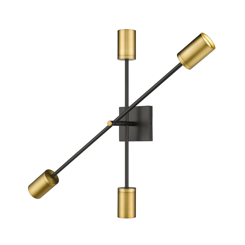 Z-Lite - 814-4S-MB-OBR - Four Light Wall Sconce - Calumet - Matte Black + Olde Brass