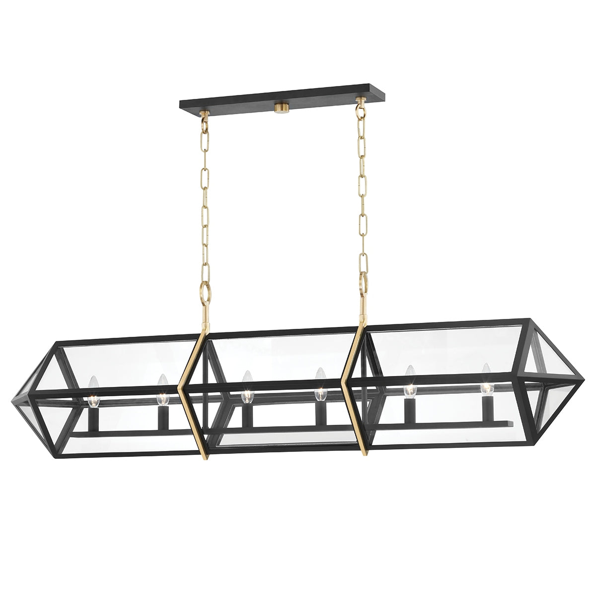 Hudson Valley - 9055-AGB/BK - Six Light Island Pendant - Bedford Hills - Aged Brass/Black