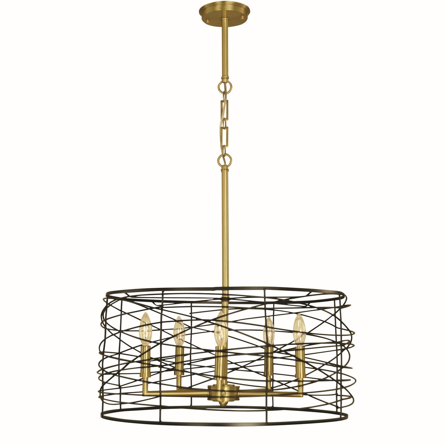 Framburg - 5615 BR/MBLACK - Five Light Chandelier - Boca - Brushed Brass and Matte Black