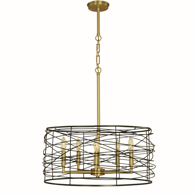 Framburg - 5615 BR/MBLACK - Five Light Chandelier - Boca - Brushed Brass and Matte Black