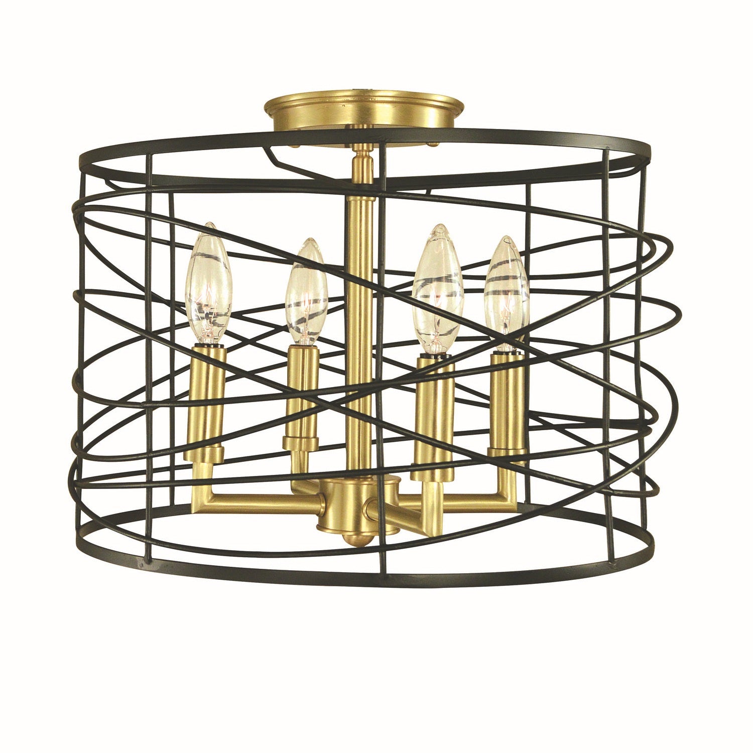 Framburg - 5617 BR/MBLACK - Four Light Flush/Semi-Flush Mount - Boca - Brushed Brass/Matte Black