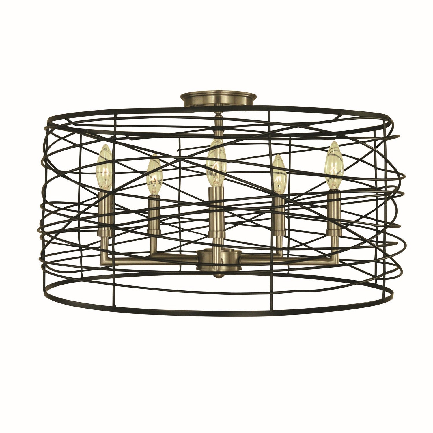 Framburg - 5618 BN/MBLACK - Five Light Flush/Semi-Flush Mount - Boca - Brushed Nickel/Matte Black