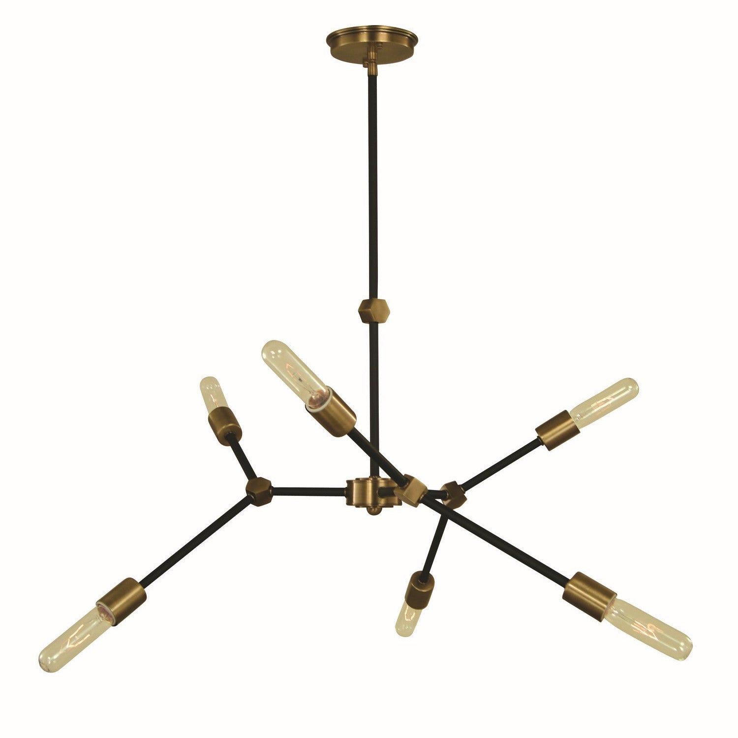 Framburg - 5630 AB/MBLACK - Six Light Chandelier - Kinetic - Antique Brass/Matte Black