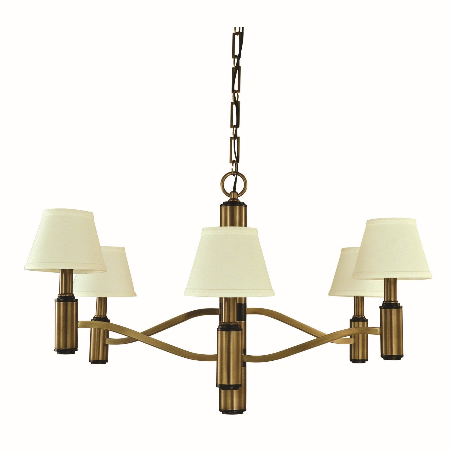 Framburg - 5636 AB/MBLACK - Six Light Chandelier - Hampton - Antique Brass/Matte Black