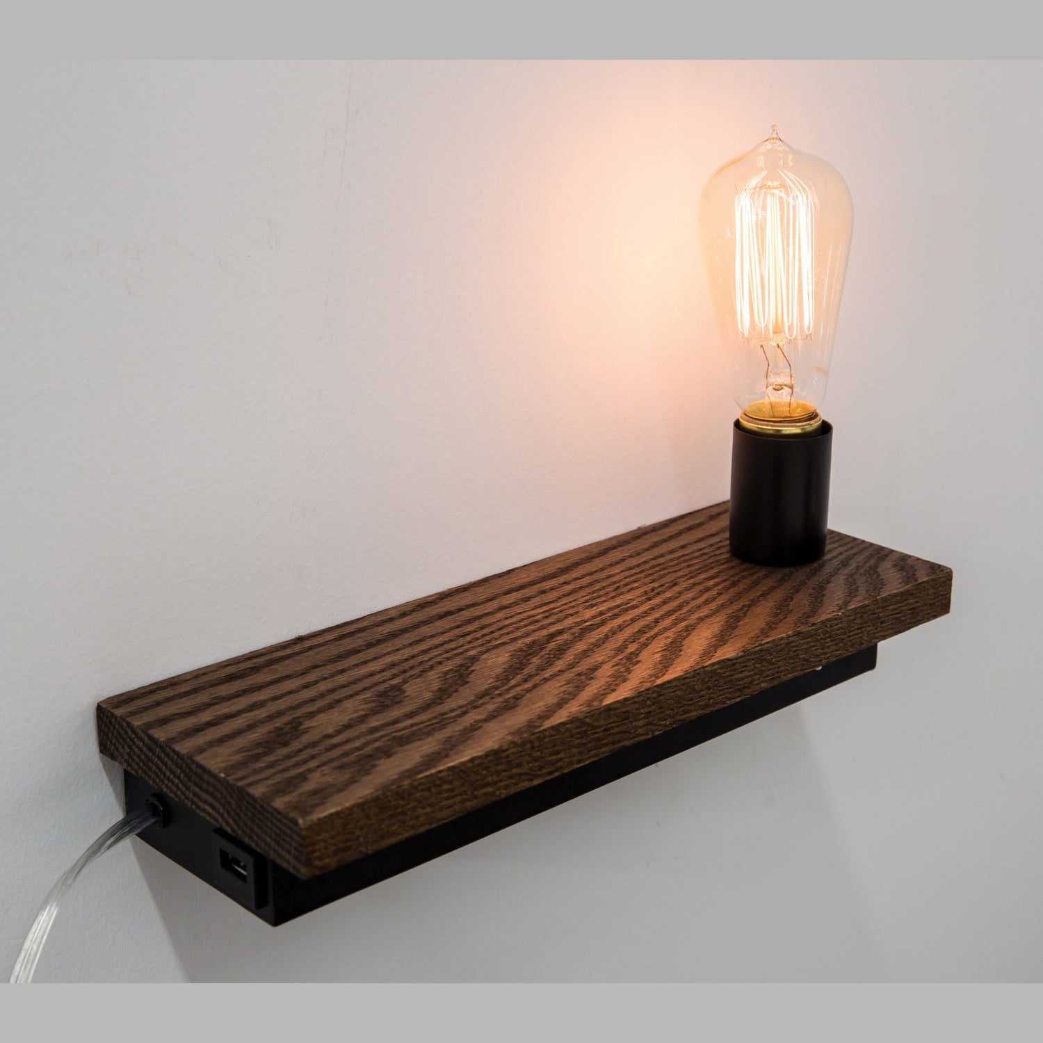 House of Troy - BUNK3-BLK - One Light Wall Lamp - Bunk - Black with Stained Oak