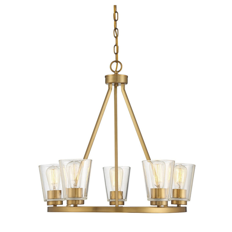 Savoy House - 1-1021-5-322 - Five Light Chandelier - Calhoun - Warm Brass