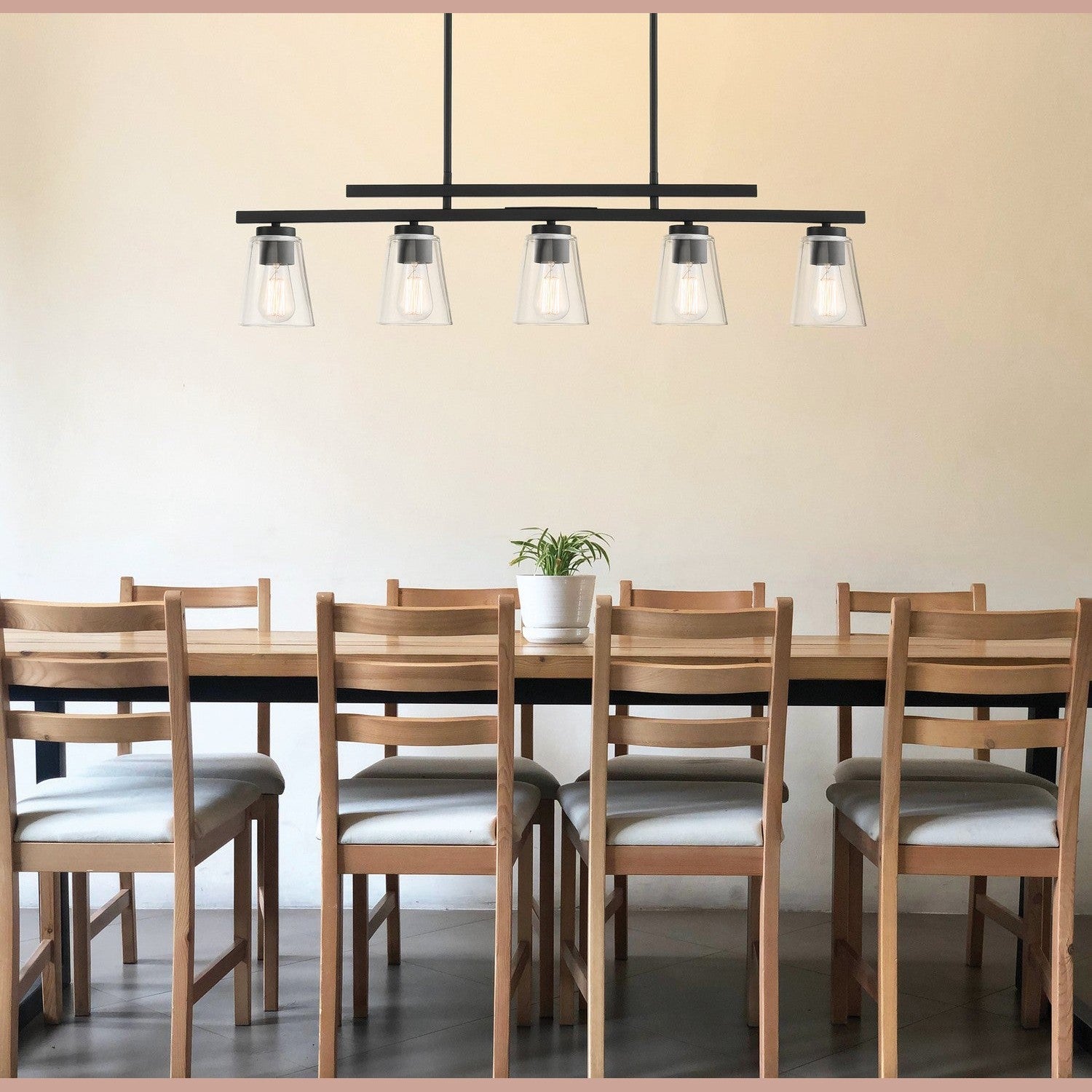 Savoy House - 1-1023-5-89 - Five Light Linear Chandelier - Calhoun - Matte Black