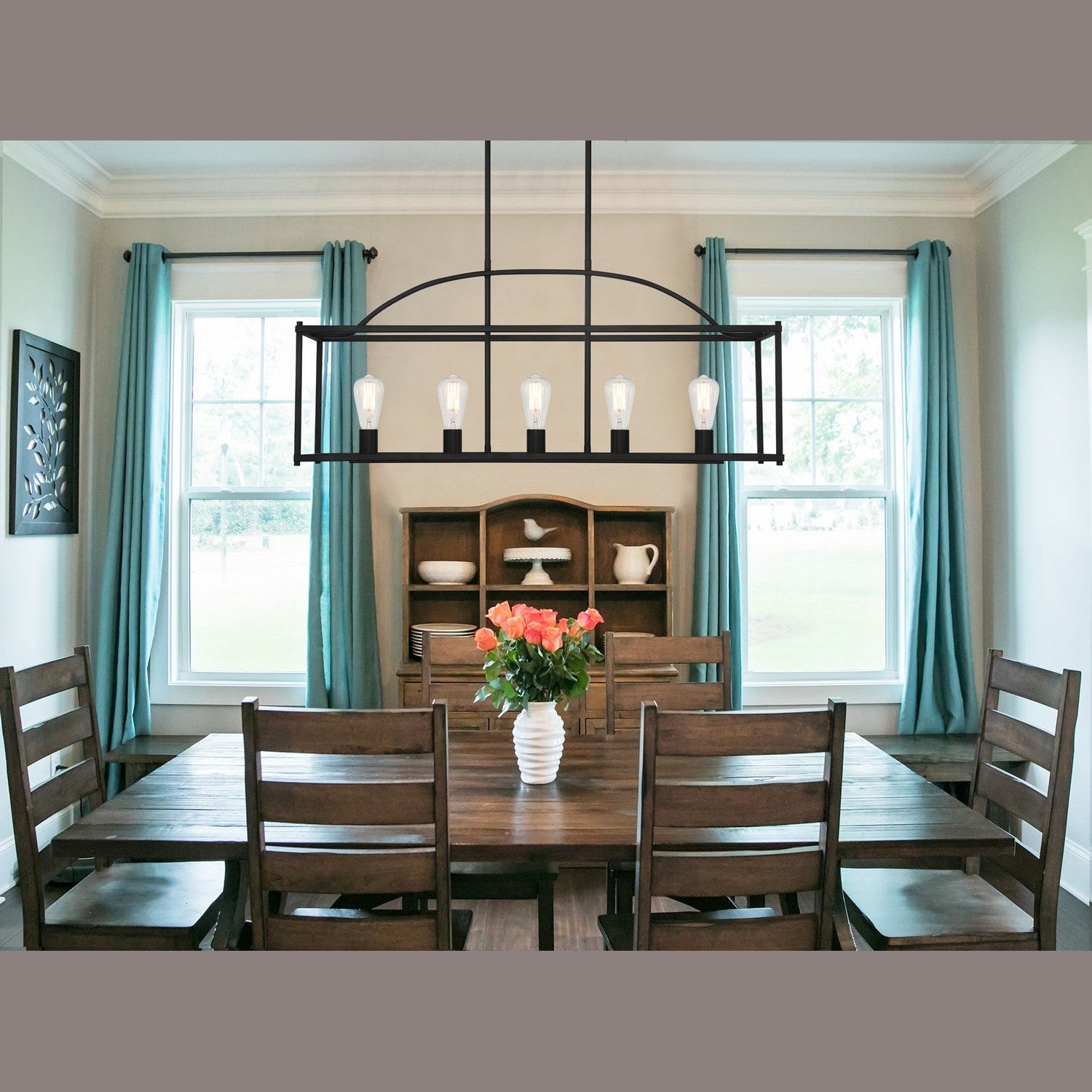 Savoy House - 1-190-5-89 - Five Light Linear Chandelier - Palladian - Matte Black