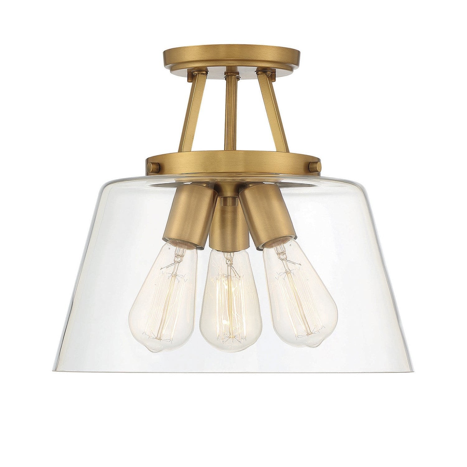 Savoy House - 6-1024-3-322 - Three Light Semi-Flush Mount - Calhoun - Warm Brass