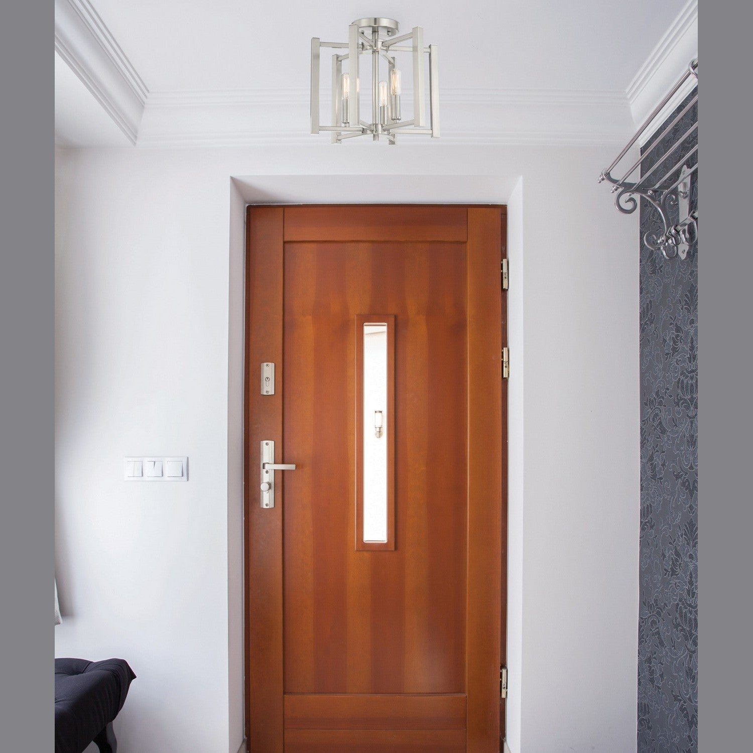 Savoy House - 6-7702-3-SN - Three Light Semi-Flush Mount - Benson - Satin Nickel