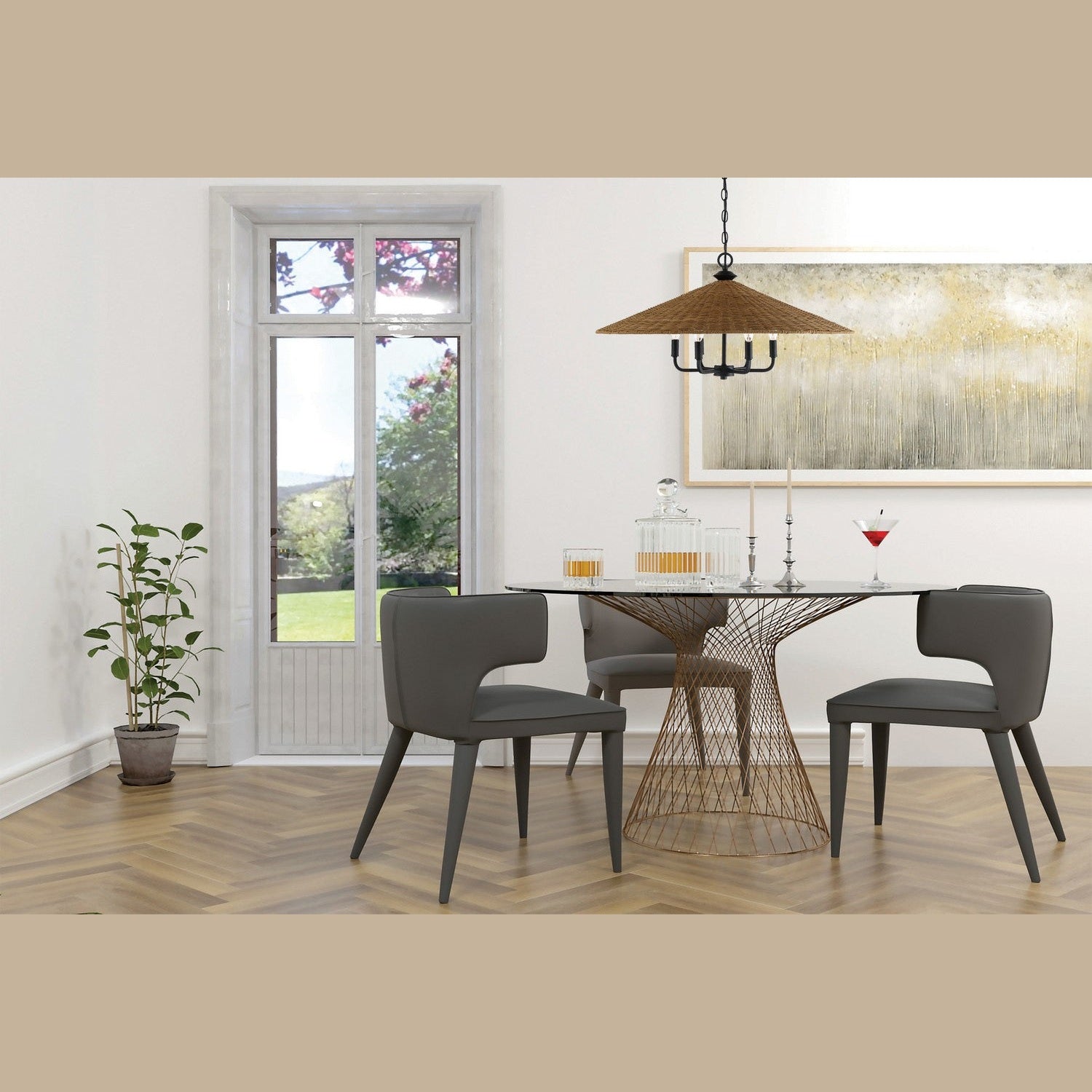 Savoy House - 7-7772-6-180 - Six Light Pendant - Eman - Matte Black with Dark Rattan