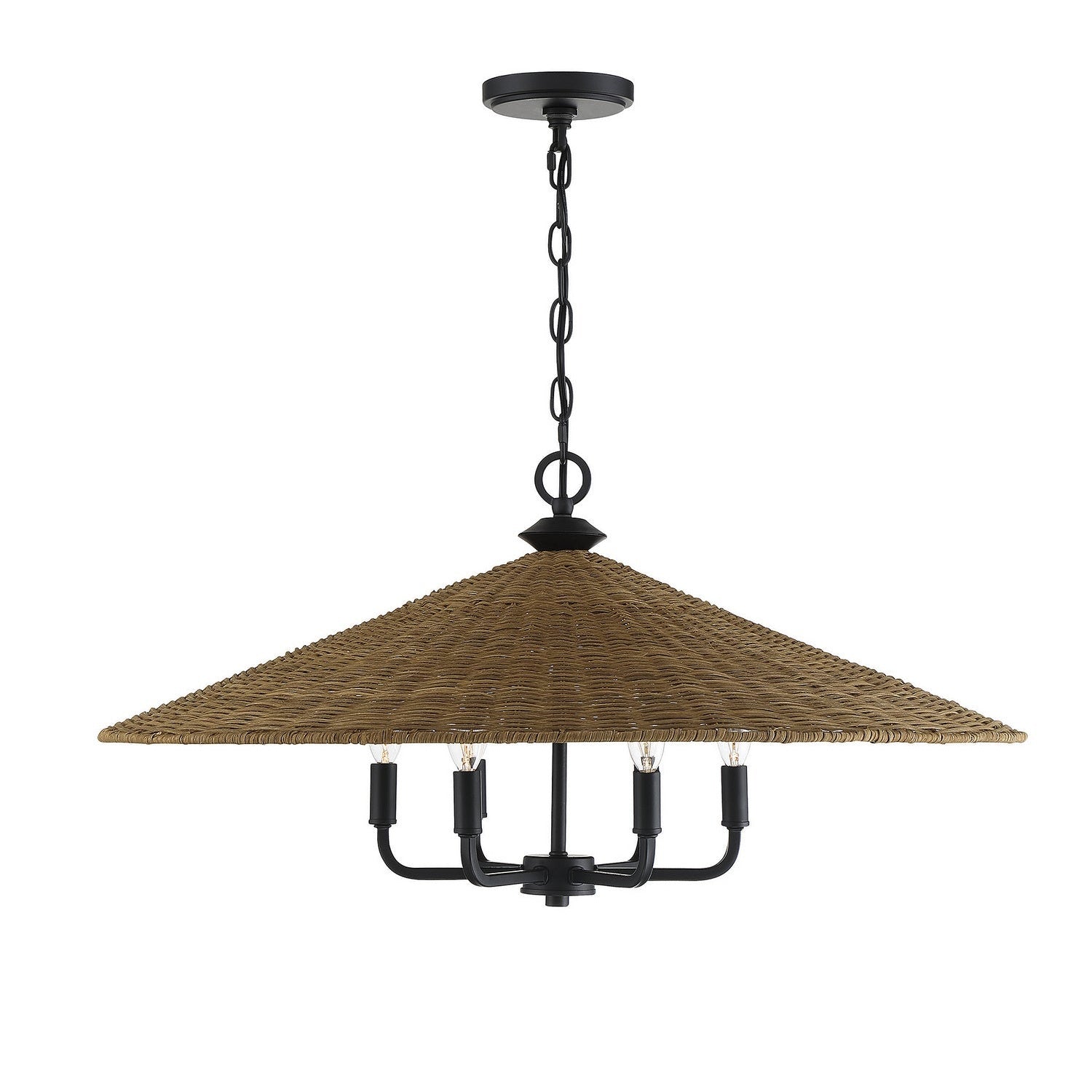 Savoy House - 7-7772-6-180 - Six Light Pendant - Eman - Matte Black with Dark Rattan