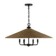 Savoy House - 7-7772-6-180 - Six Light Pendant - Eman - Matte Black with Dark Rattan