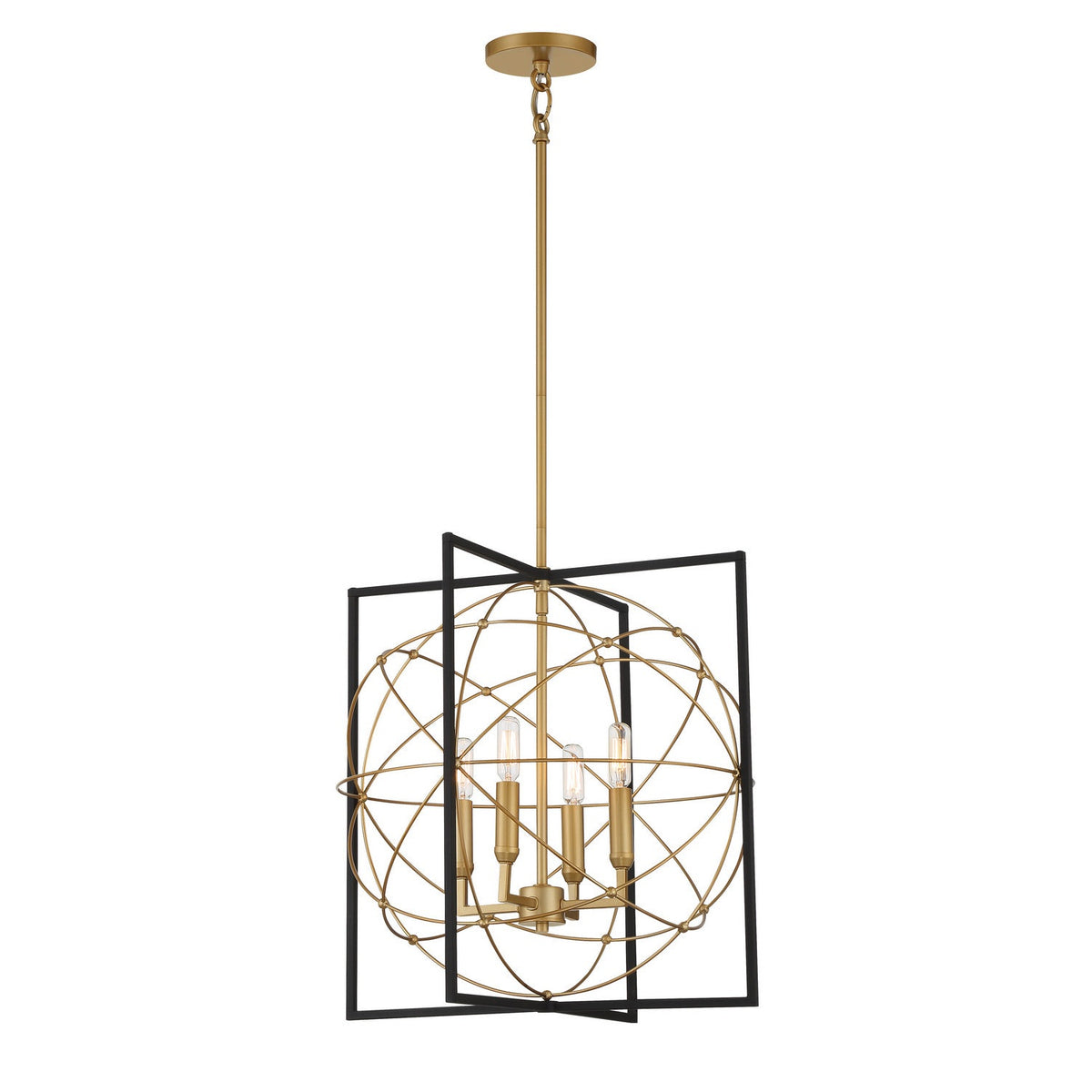 Minka-Lavery - 3914-707A - Four Light Pendant - Titans Trace - Sand Coal W/ Painted Honey Gol