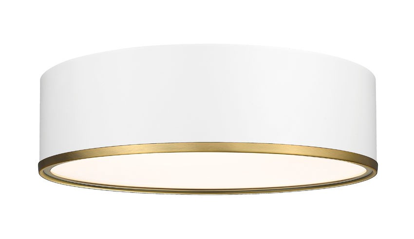 Z-Lite - 2303F4-MW-RB - Four Light Flush Mount - Arlo - Matte White + Rubbed Brass