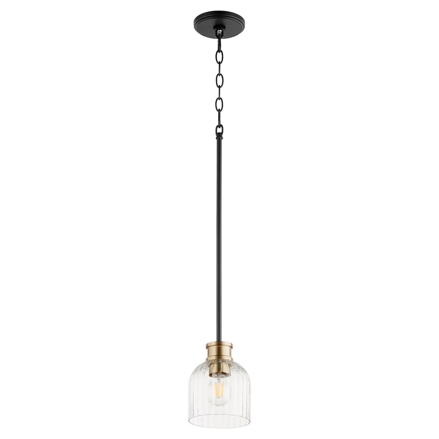 Quorum - 310-6980 - One Light Pendant - Monarch - Textured Black w/ Aged Brass