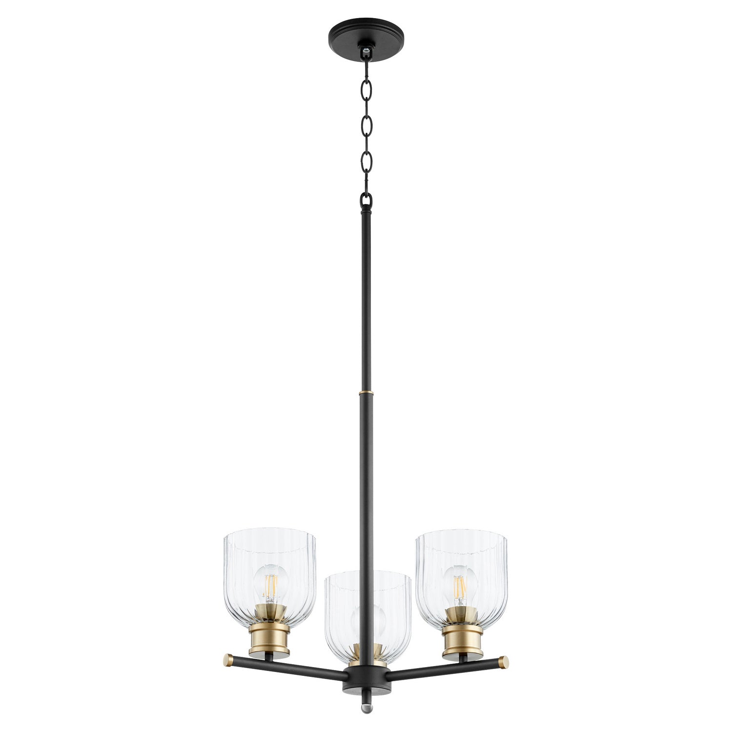 Quorum - 610-3-6980 - Three Light Chandelier - Monarch - Textured Black w/ Aged Brass