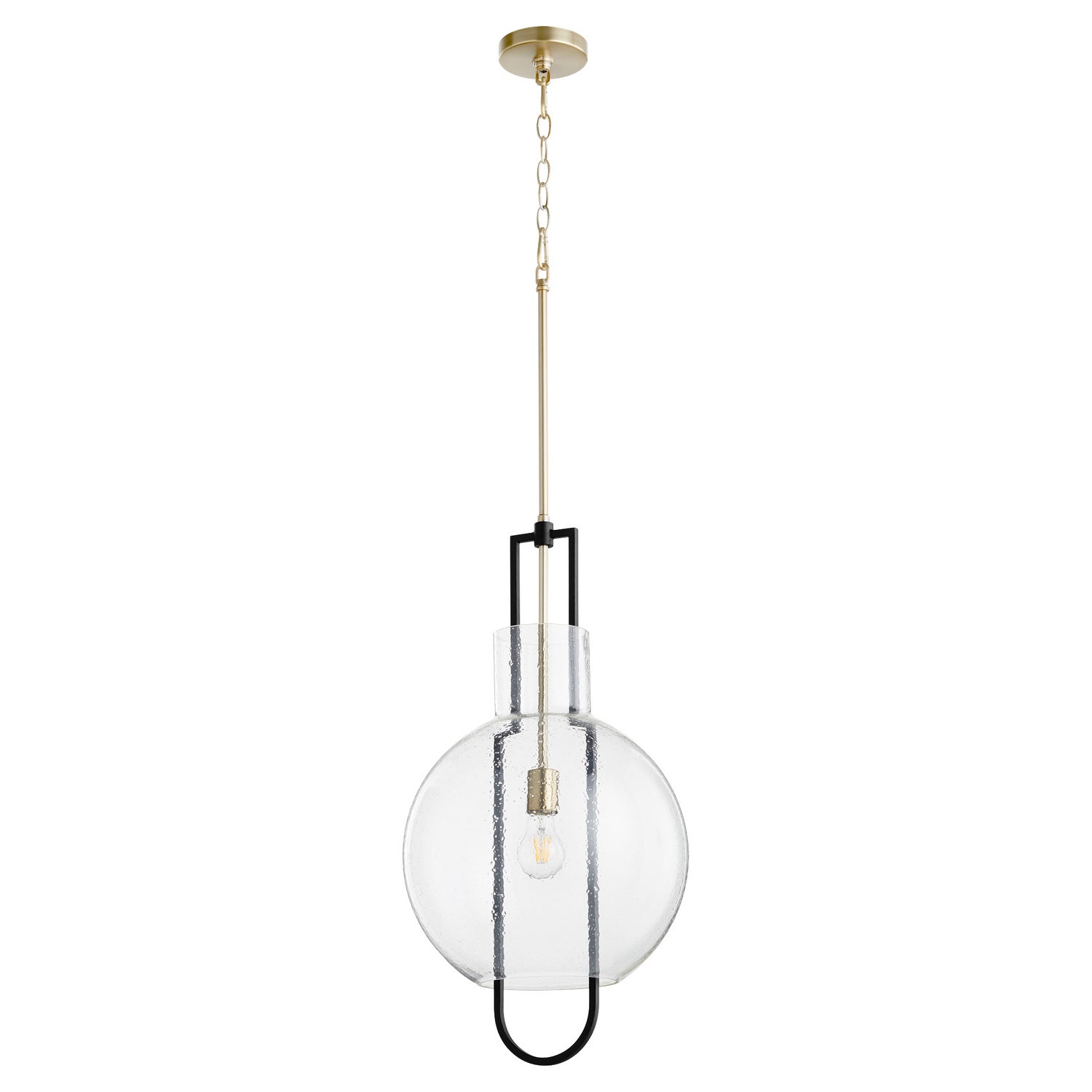 Quorum - 89-14-6980 - One Light Pendant - Textured Glass Pendants - Textured Black w/ Aged Brass
