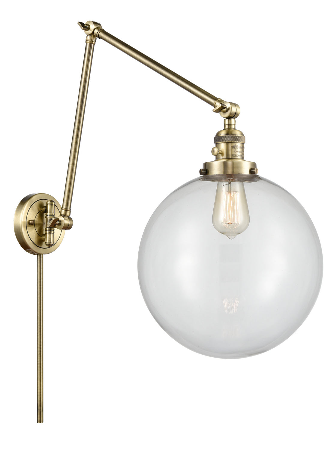 Innovations - 238-AB-G202-12 - One Light Swing Arm - Franklin Restoration - Antique Brass