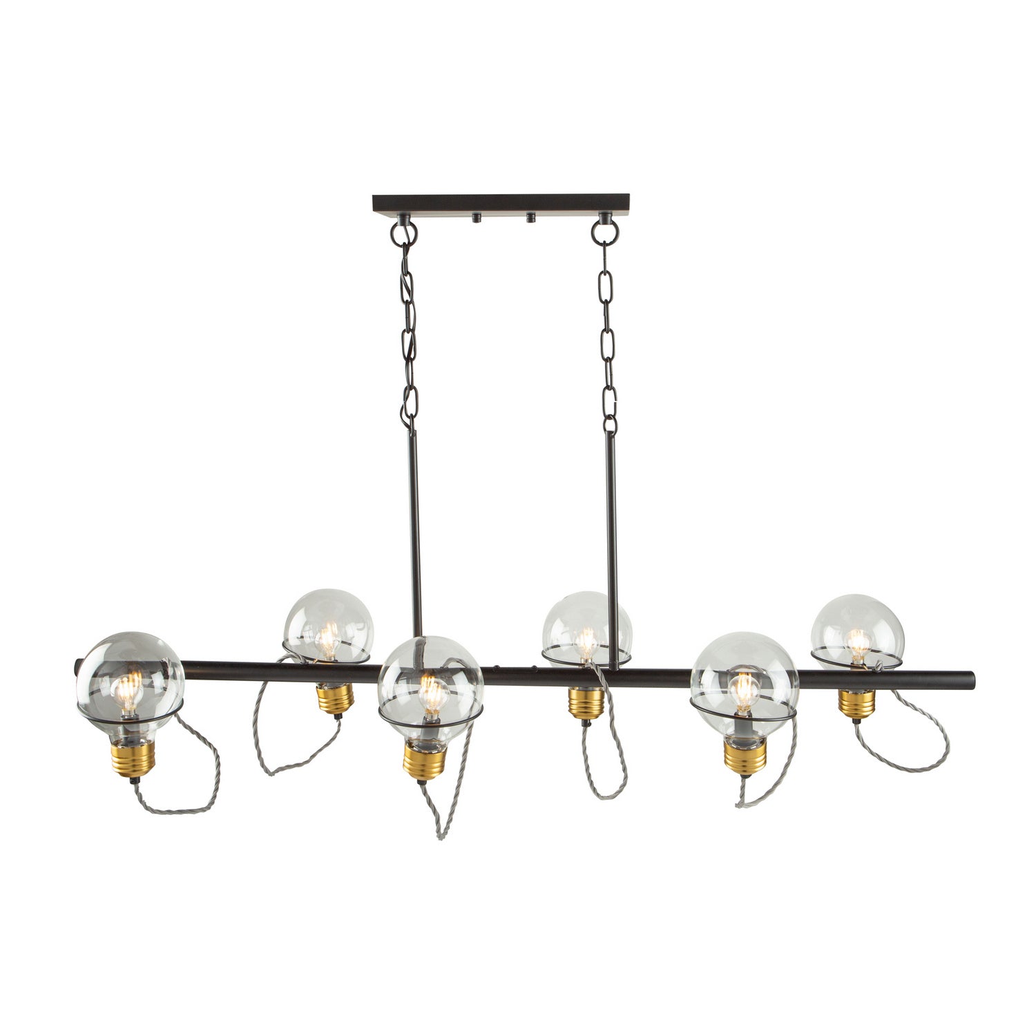 Artcraft - AC11726BK - Six Light Island Pendant - Martina - Black and Brushed Brass