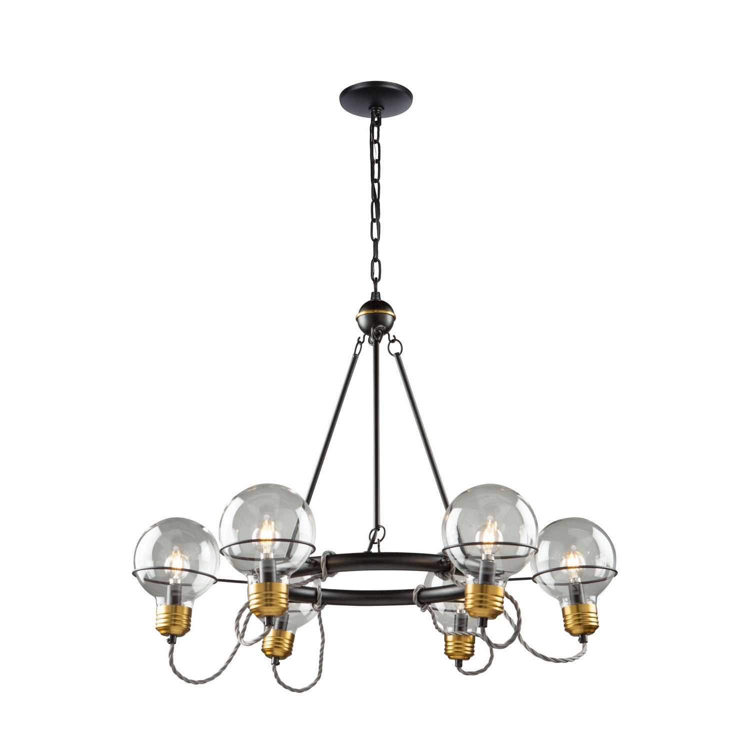 Artcraft - AC11727BK - Six Light Chandelier - Martina - Black and Brushed Brass