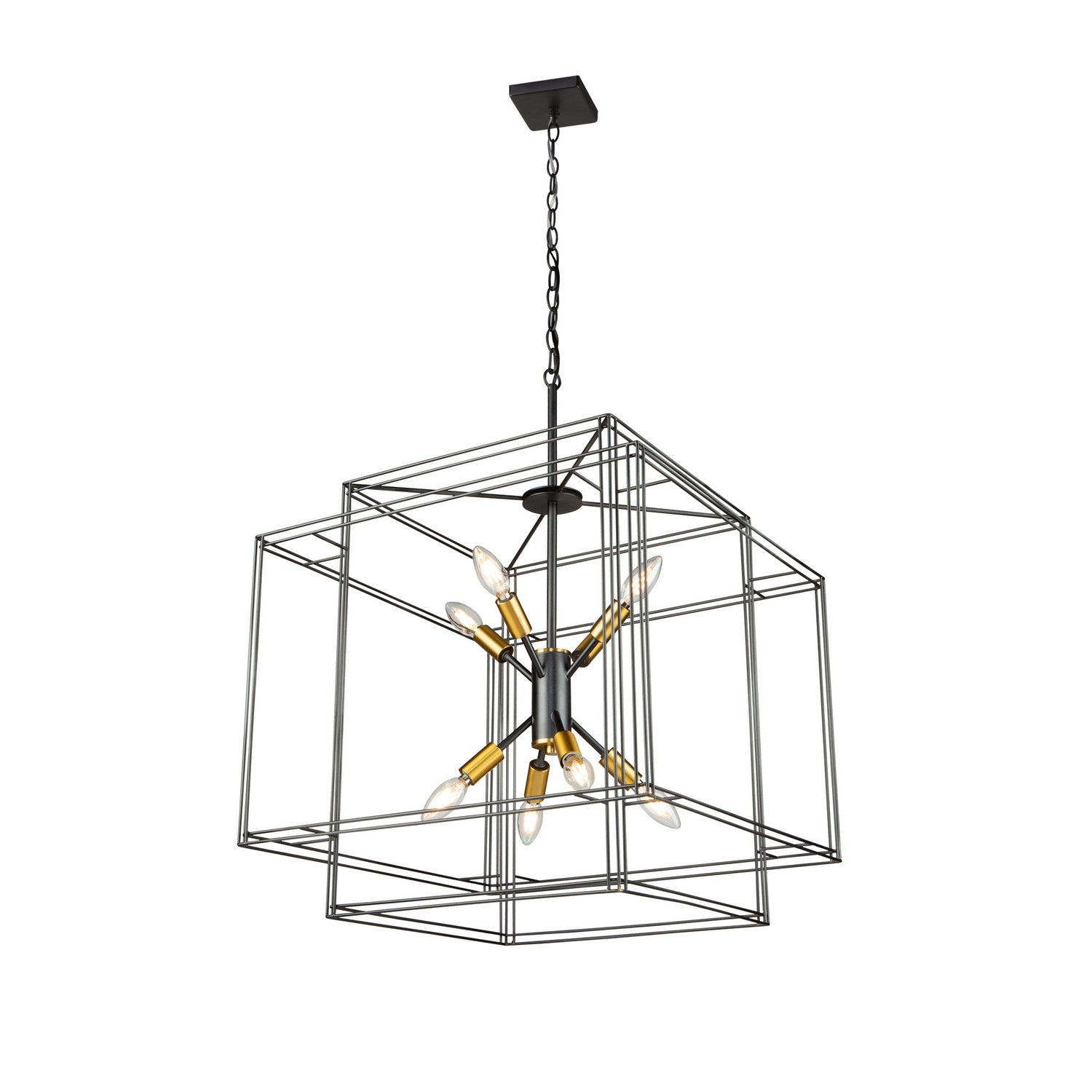Artcraft - AC11738BK - Eight Light Pendant - Artisan - Black and Brushed Brass