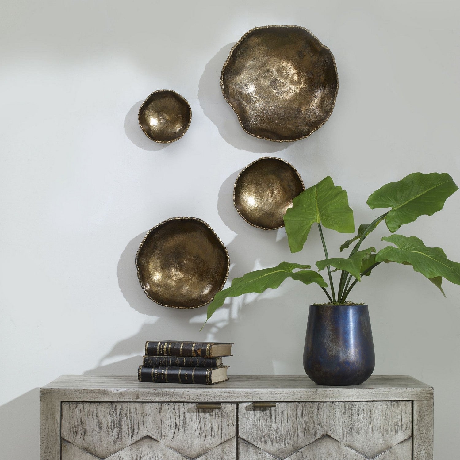 Uttermost - 04299 - Wall Bowls, S/4 - Lucky - Vintage Brass
