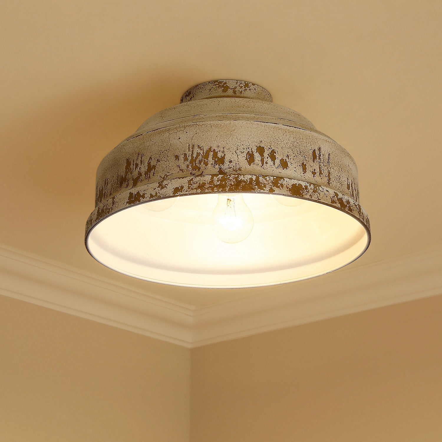 Golden - 0806-FM AI - Three Light Flush Mount - Keating - Antique Ivory