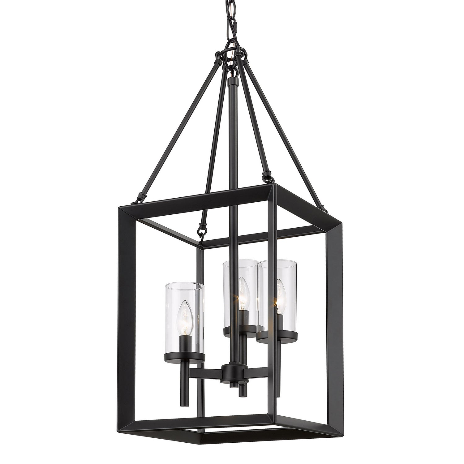 Golden - 2073-3P BLK-CLR - Three Light Pendant - Smyth - Matte Black